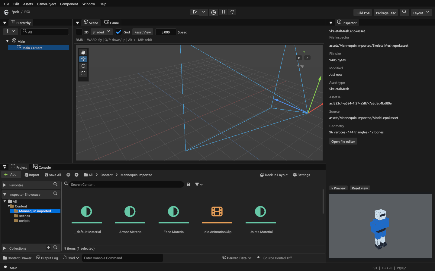 Model selected in the file Inspector